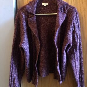 Kori Burgundy Cardigan Sweater with Intricate Stitching